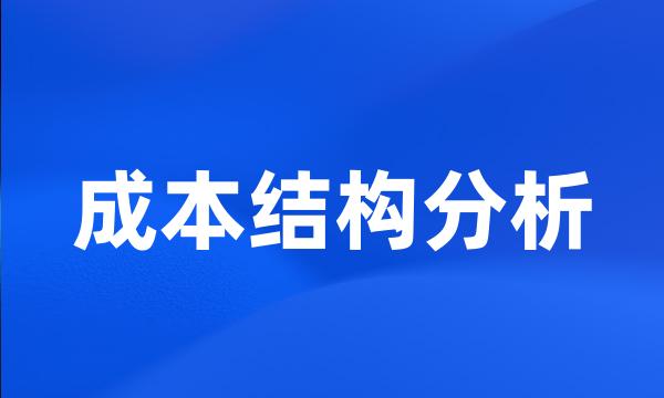 成本结构分析