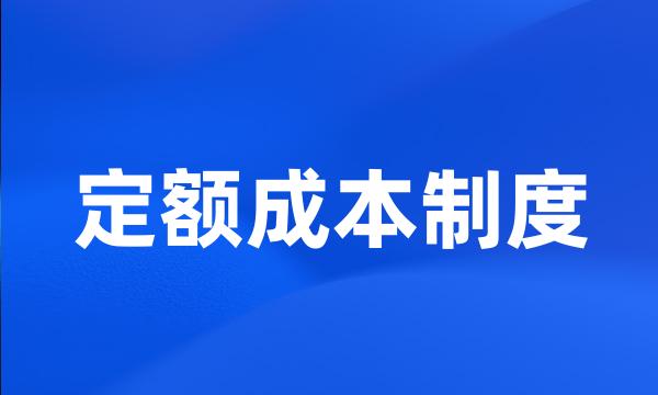 定额成本制度