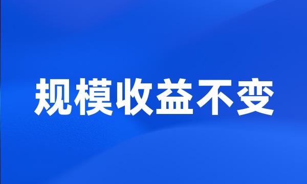 规模收益不变