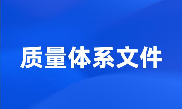 质量体系文件