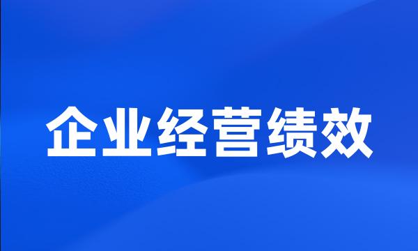 企业经营绩效