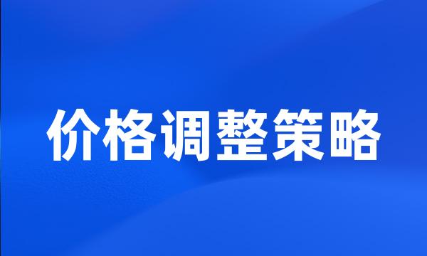 价格调整策略