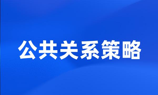 公共关系策略