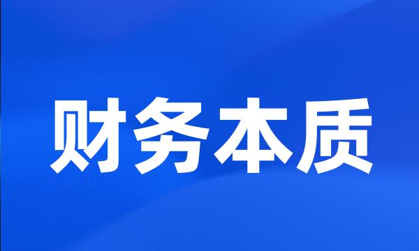 财务本质