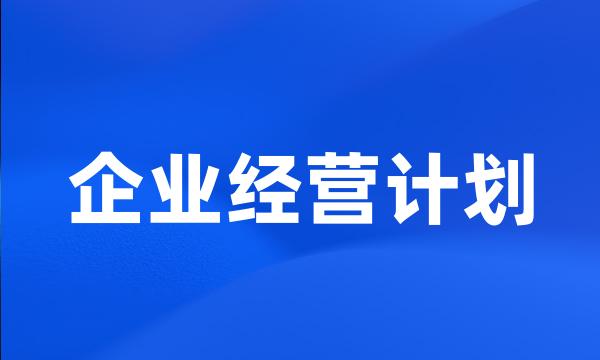 企业经营计划