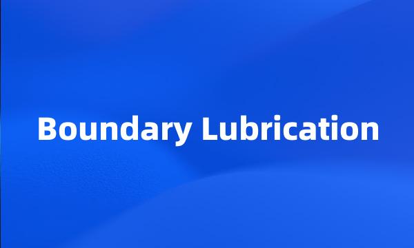 Boundary Lubrication