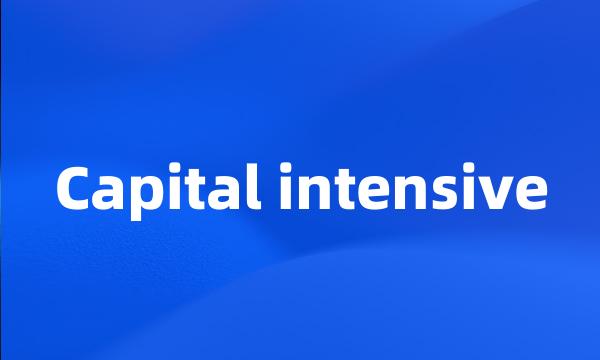 Capital intensive