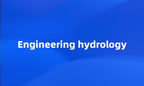 Engineering hydrology