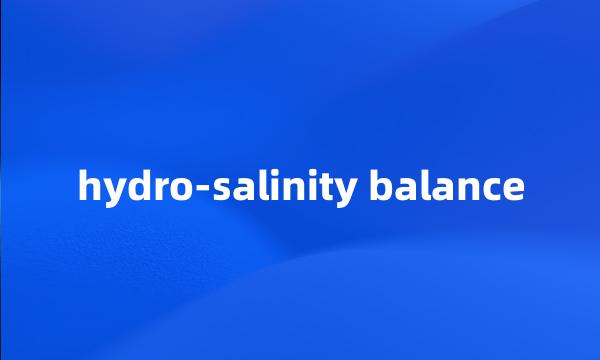 hydro-salinity balance