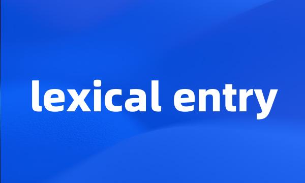 lexical entry