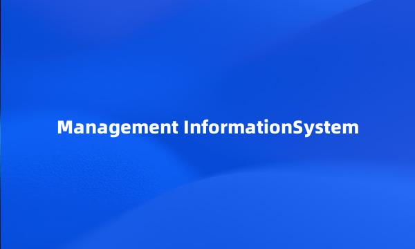 Management InformationSystem