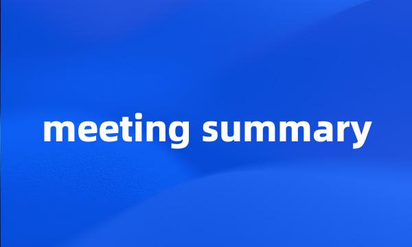 meeting summary