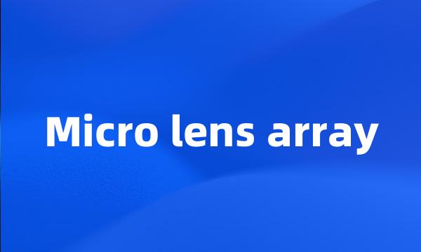 Micro lens array