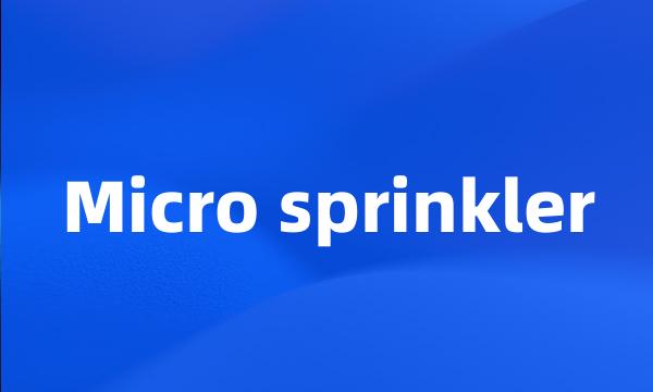 Micro sprinkler