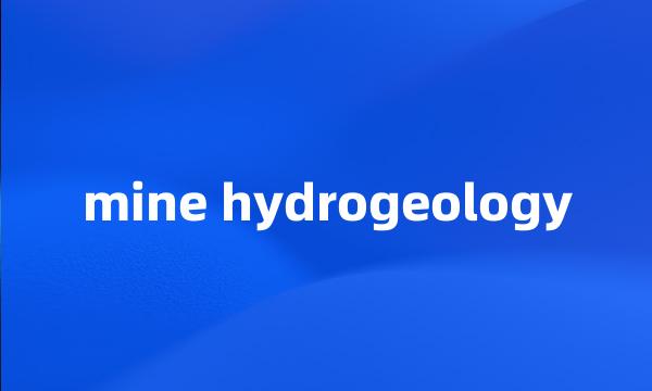 mine hydrogeology