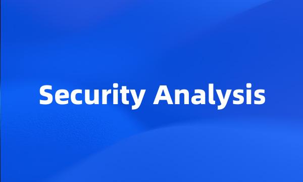 Security Analysis