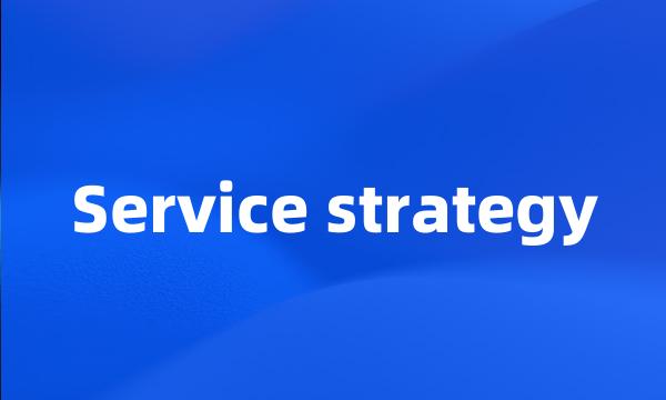 Service strategy