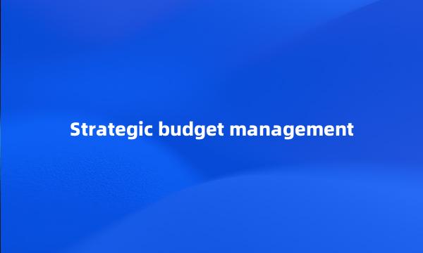 Strategic budget management