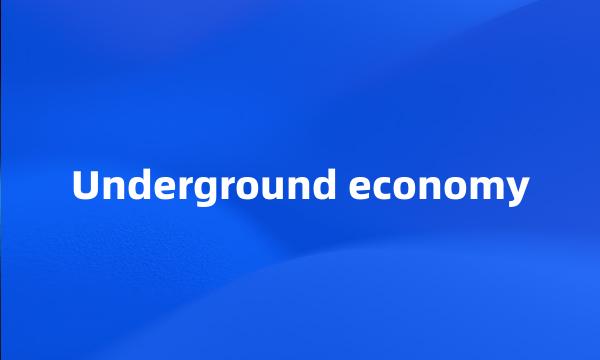 Underground economy