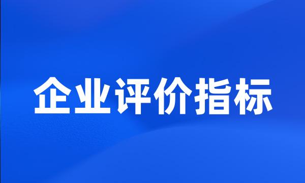 企业评价指标