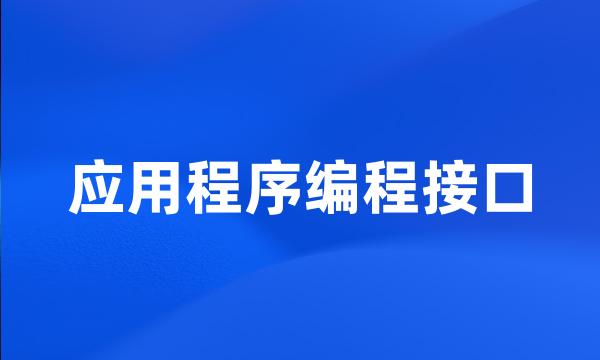 应用程序编程接口